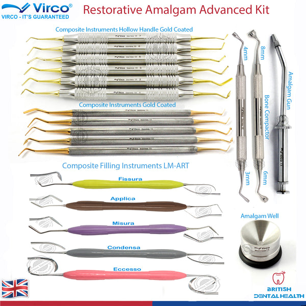 Dental Restorative Amalgam Composite Filling Instruments Dentistry Complete kit
