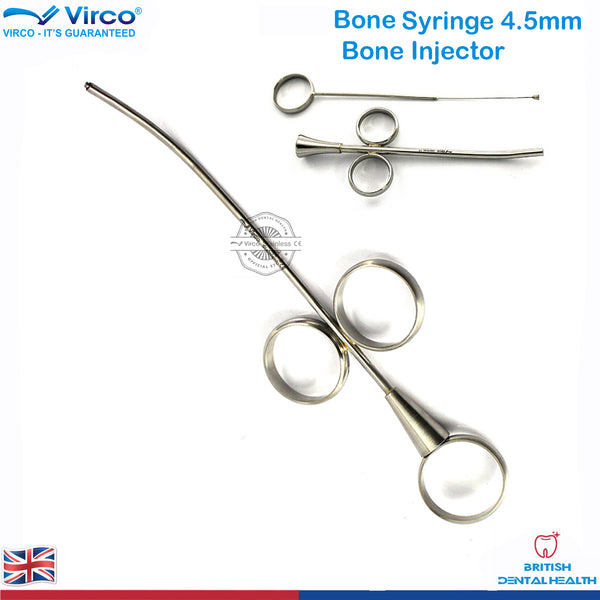 Dental Implant Bone Syringe 4.5mm Curved Dentist Lab Dentistry Stainless Steel