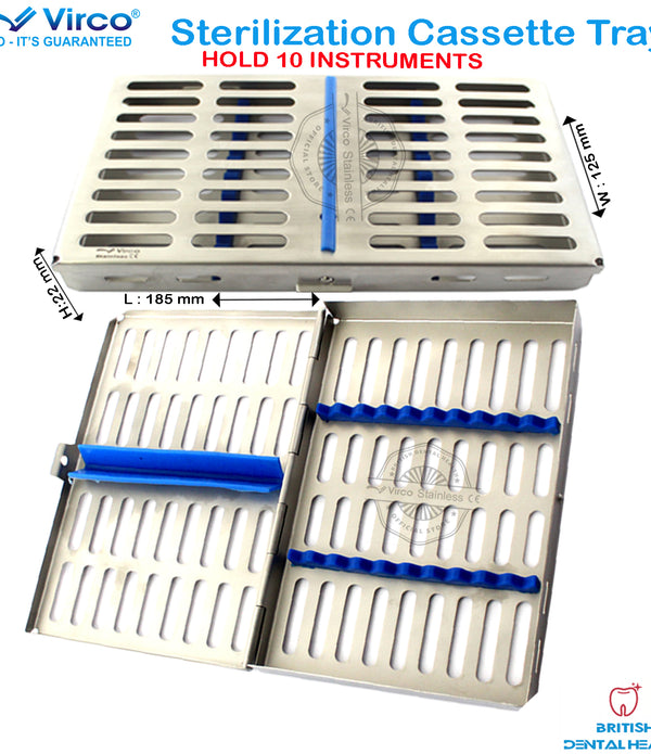 Dental Sterilization Cassette Rack Tray Hold 10 Surgical Instruments