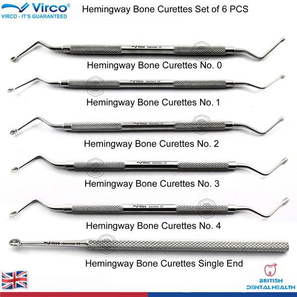10 PCS Dental Periodontal Surgical Lucas Bone Curettes Hemingway Spoon Curettes