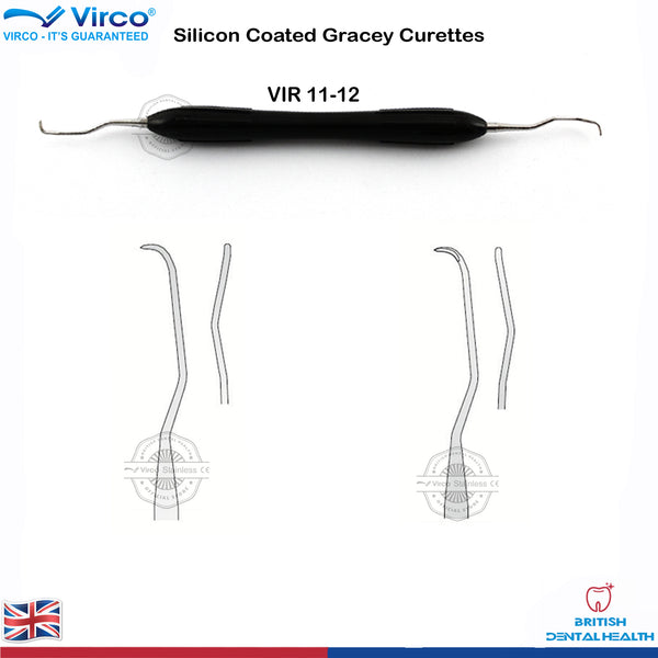 SET OF 7 SILICONE COATED GRACEY CURETTES DENTAL INSTRUMENT PERIODONTAL SCALER