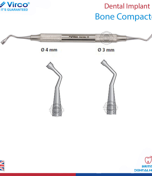 Dental Implant Bone Compactor Packer Bone Plugger Double Ended 3mm - 4mm
