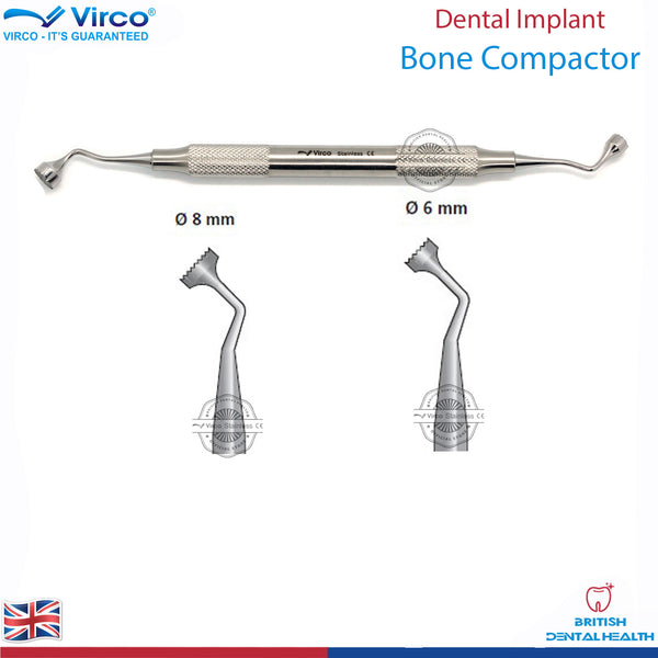 Dental Implant Double Ended Stainless Steel Bone Compactor Packer 6mm - 8mm