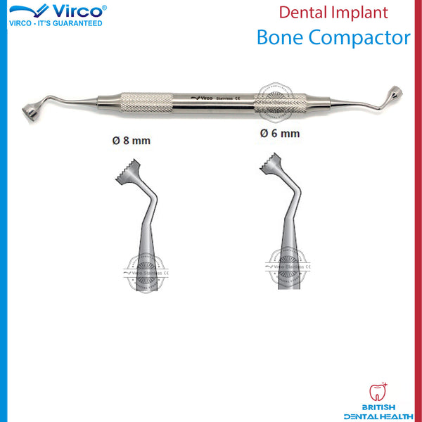 Dental Implant Double Ended Stainless Steel Bone Compactor Packer 6mm - 8mm