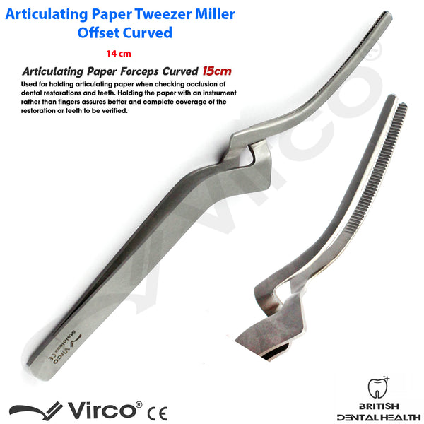 Miller Articulating Paper Holder Forceps Restorative Tweezer Offset Dental
