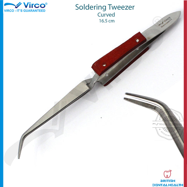 Soldering Tweezers Curved Serrated Tip 16cm Reverse Action Stainless Steel