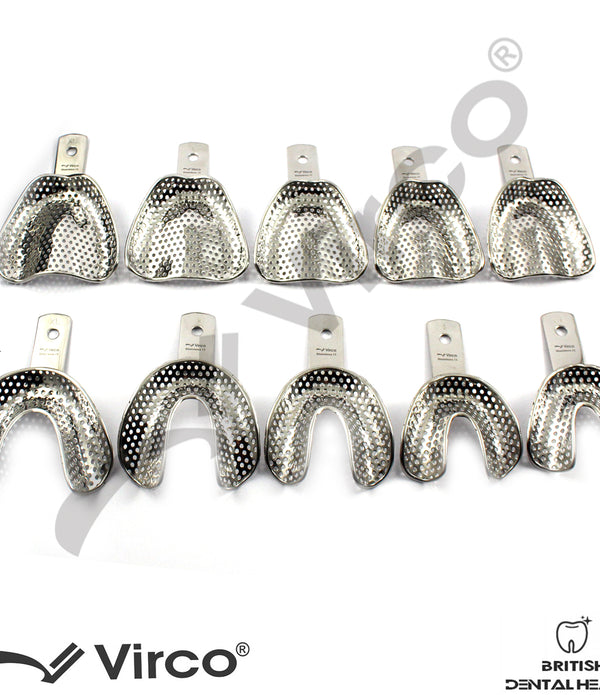 Dental Impression Tray Full Denture Perforated Set of 10 XS,S,M,L,XL Upper Lower