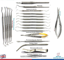 Load image into Gallery viewer, Dental Surgical Instruments Set Scissor, Tweezer, Elevator, Needle Holder, Gracey