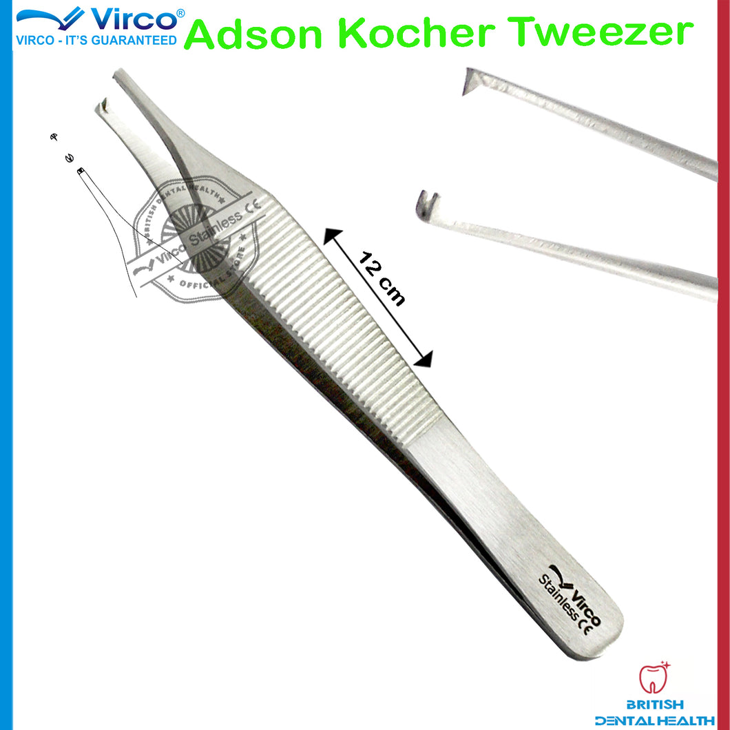 KOCHER ADSON MICRO 1x2 Tissue Plier Tweezer 12cm Dental Surgical Stainless Steel