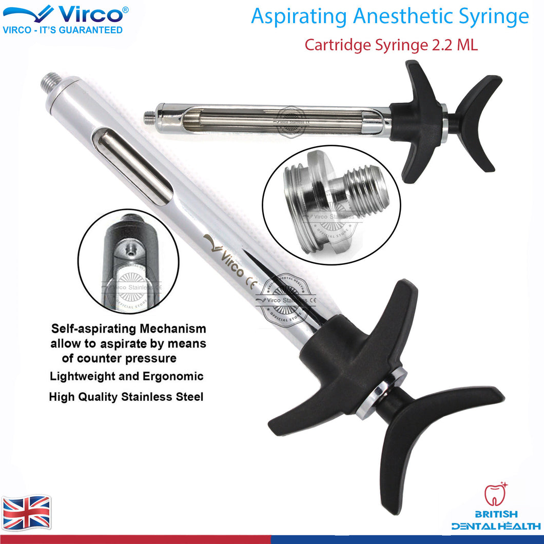 Dental Aspirating Cartridge Anesthetic Dentist Syringe Aspirating Syringe 2.2ML