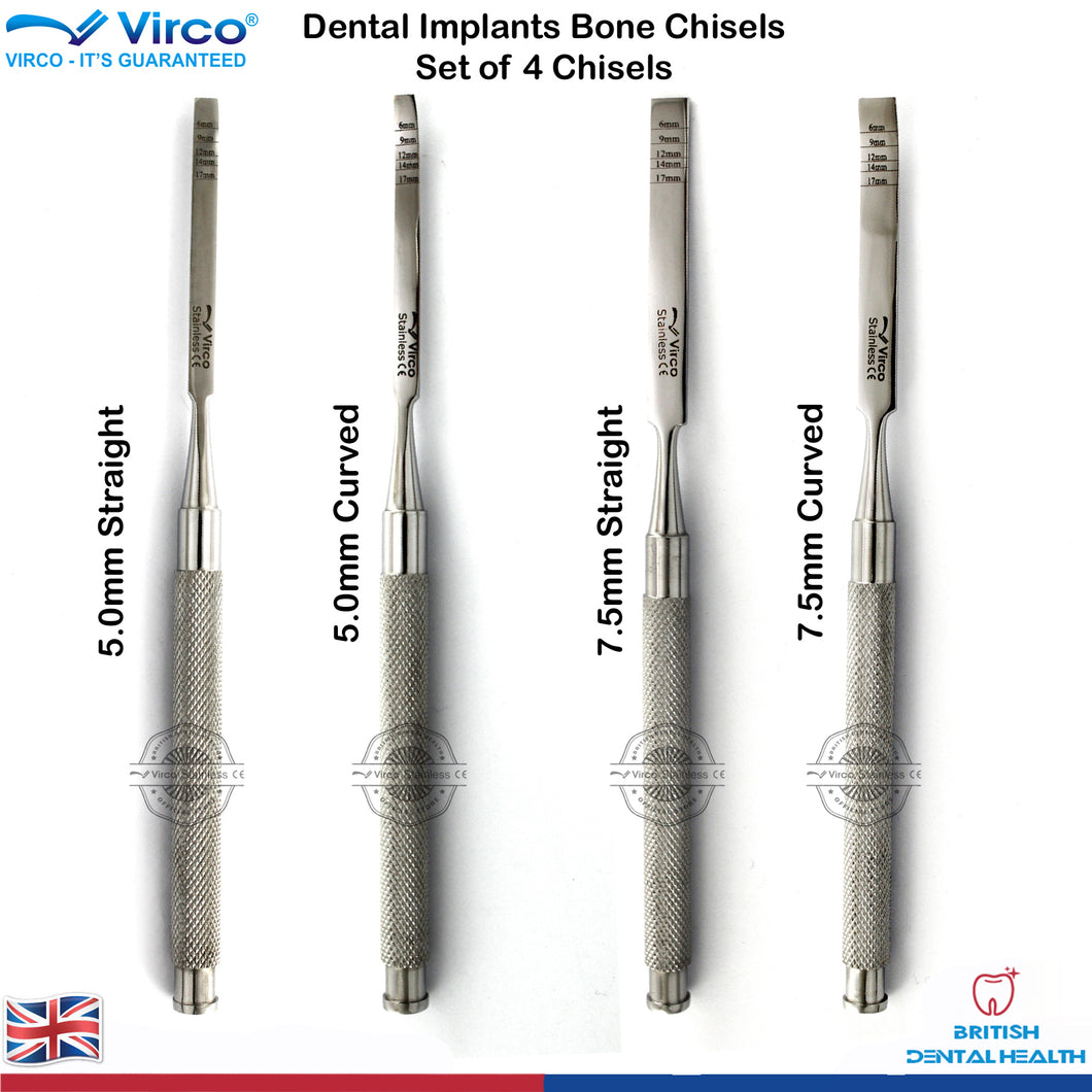 Dental Implant Bone Chisels Straight and Curved | Bone spreading Chisels