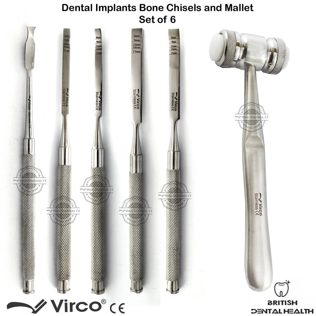 NEW Dental Bone Surgical Kit Bone Implantology Ochsenbein Chisels Mead Mallet