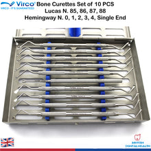 Load image into Gallery viewer, 10 PCS Lucas Curettes Hemingway Bone Curettes Dental Surgical Cassette Tray FREE
