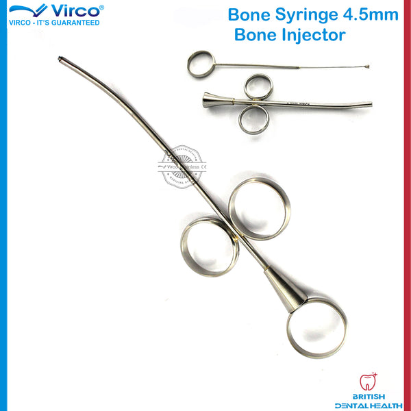 Dental Implant Bone Syringe 4.5mm Curved Dentist Lab Dentistry Stainless Steel