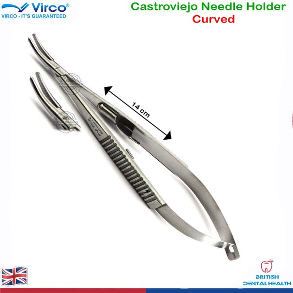 Dental Surgical Castroviejo Needle Holder Micro Suture Curved 14cm