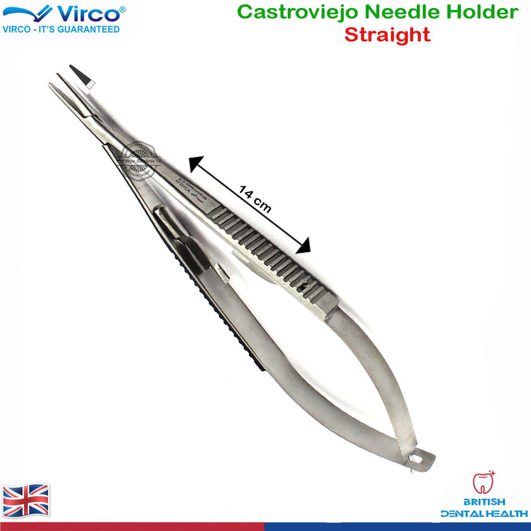 Dental Surgical Castroviejo Needle Holder Micro Suture Straight 14cm