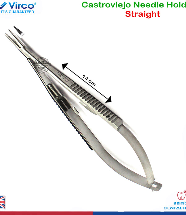 Dental Surgical Castroviejo Needle Holder Micro Suture Straight 14cm