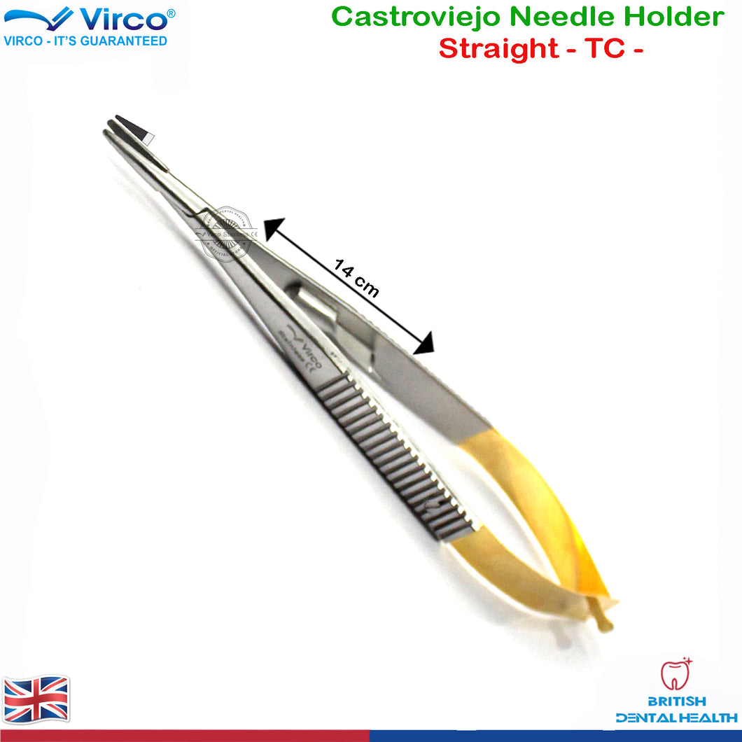 Dental Surgical Castroviejo Needle Holder Micro Suture TC Tip Straight 14cm