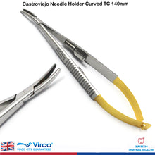Load image into Gallery viewer, Micro Castroviejo Needle Holder Curved 14cm Suture TC Surgical Needle Holders
