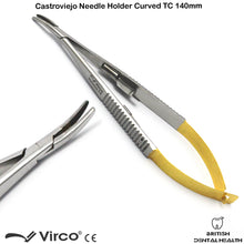 Load image into Gallery viewer, Micro Castroviejo Needle Holder Curved 14cm Suture TC Surgical Needle Holders
