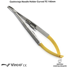 Load image into Gallery viewer, Micro Castroviejo Needle Holder Curved 14cm Suture TC Surgical Needle Holders
