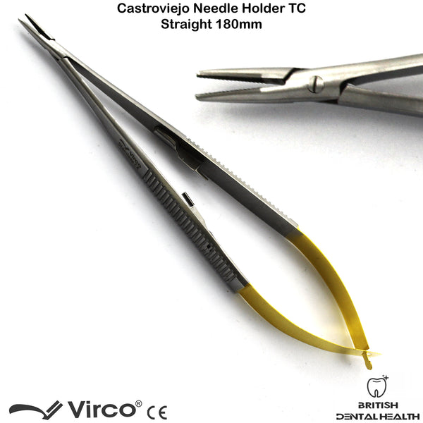 Dental Surgical Micro Castroviejo Needle Holder Suture Straight TC Tip 18cm