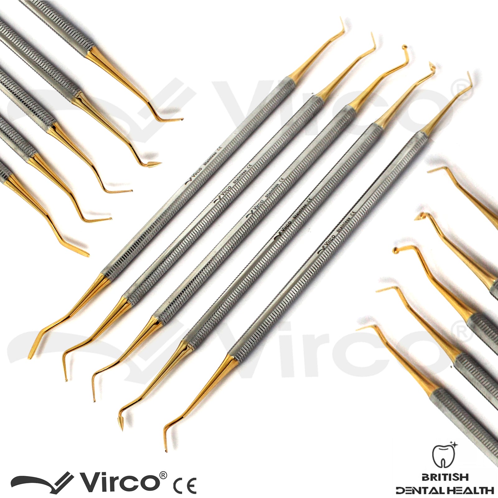 Composite Set Up Labeled Instruments Composite Instruments Gold Anterior Posterior Set of 5 – Virco