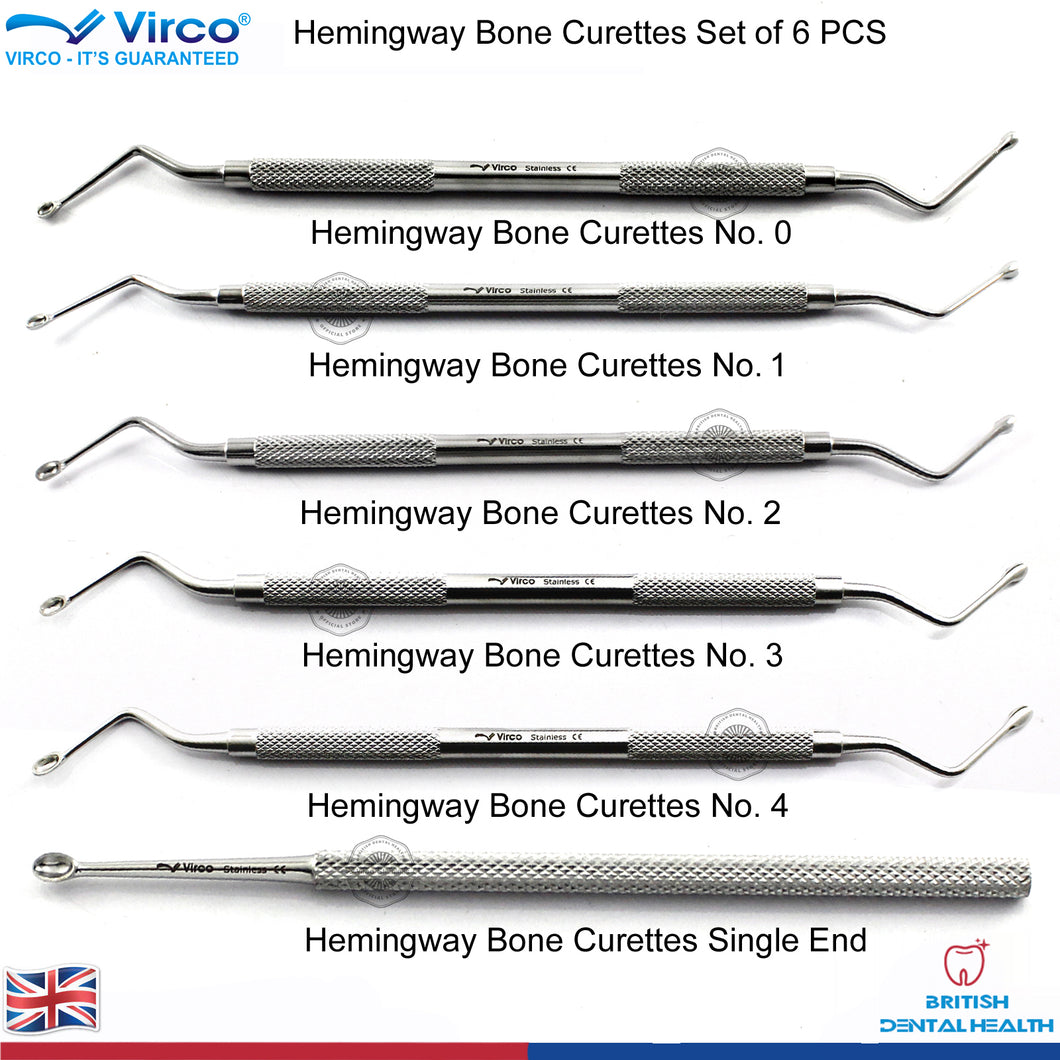 DENTAL BONE CURETTES HEMINGWAY PERIODONTAL COMPLETE SET IMPLANT SURGICAL