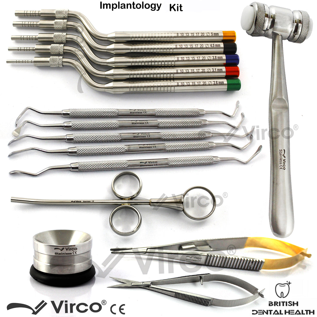 Offset Osteotomes Sinus Lift Elevators Mallet Dental Implants Bone Surgical Kit 15pcs