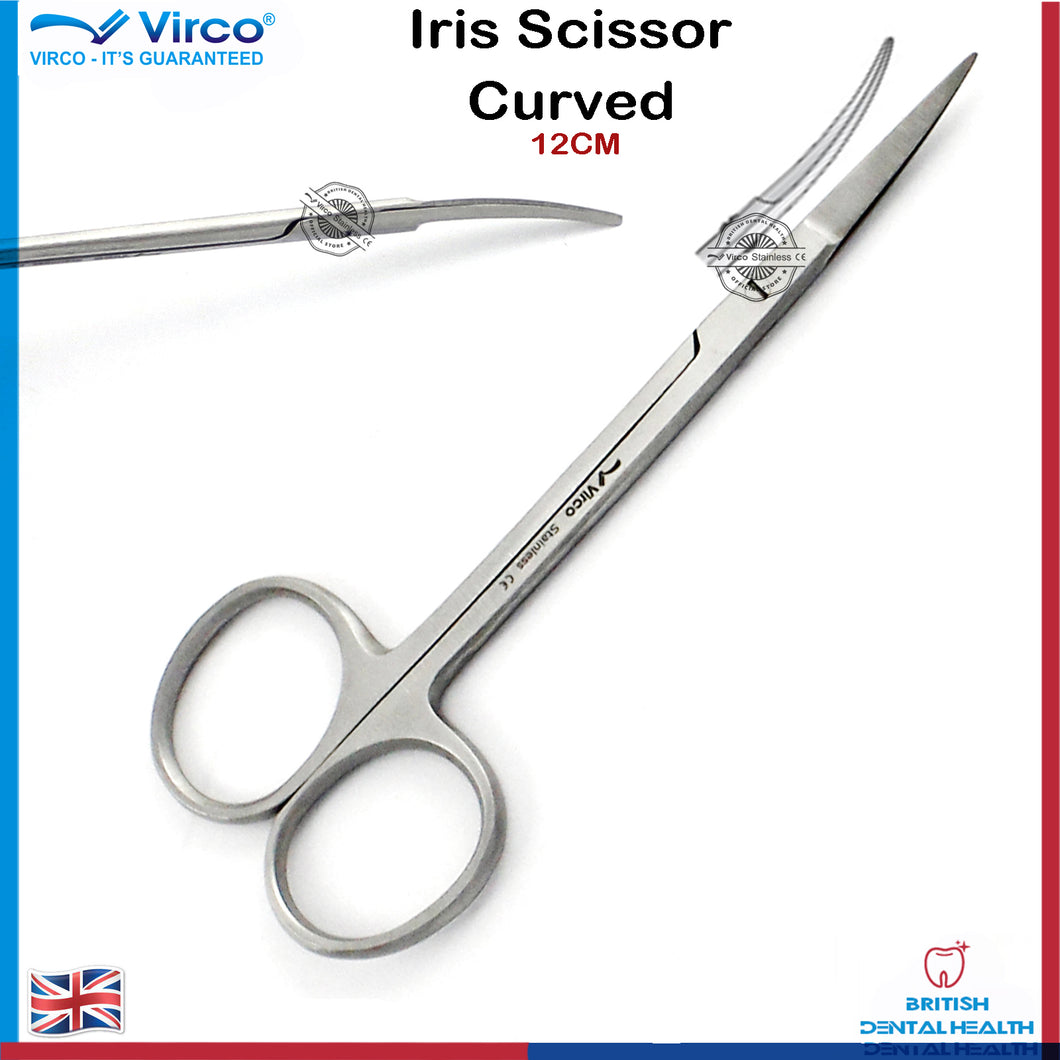 Surgical Medical Veterinary Dental Implant Sharp Iris Scissors Curved