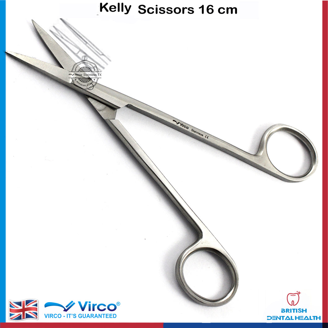 KELLY SURGICAL SCISSORS STRAIGHT SHARP FINE TIP SUPER CUT STAINLESS STEEL
