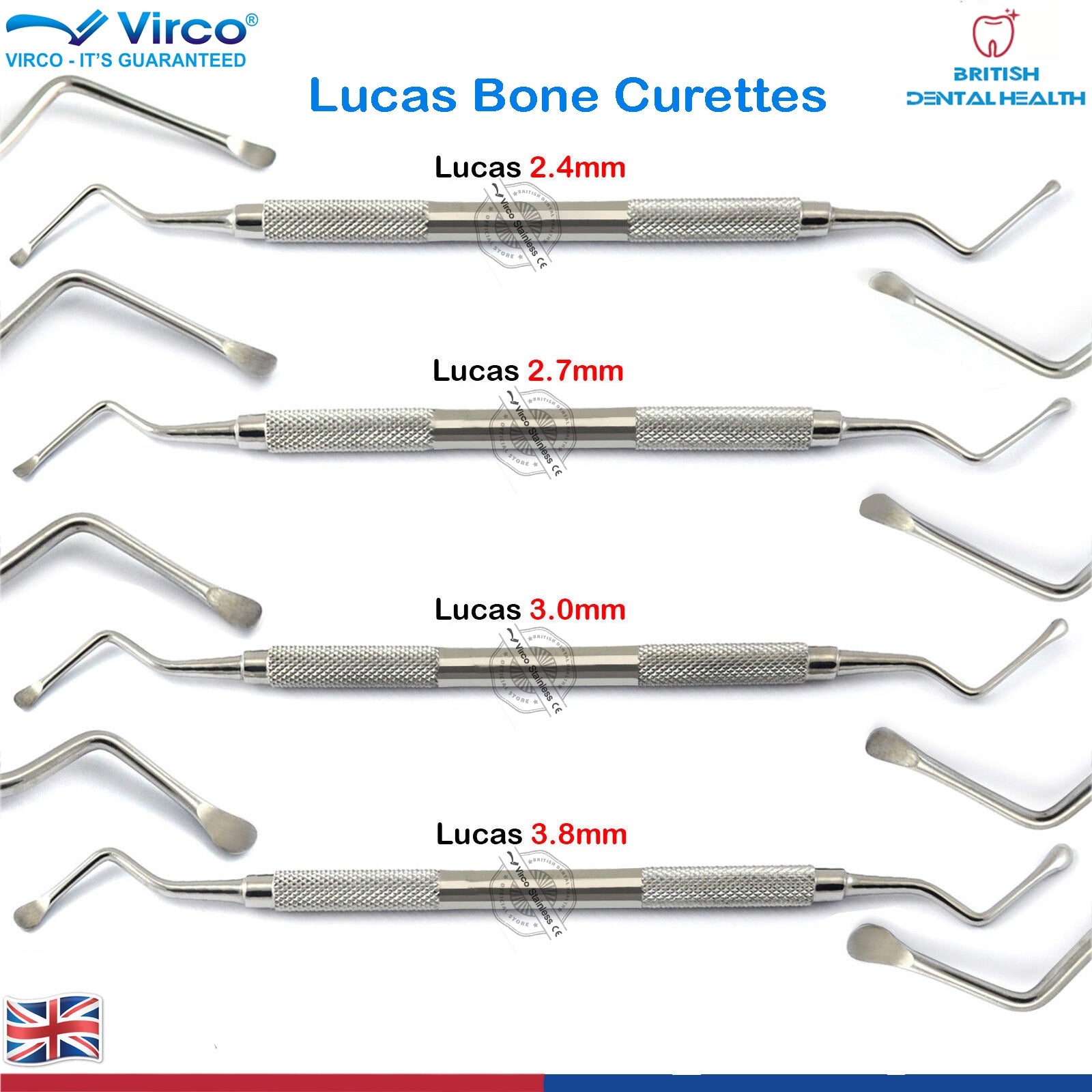 Medspo Columbia Curettes Set Of 3 – Surgical Periodontal Instruments – Stainless Steel, Made In Pakistan