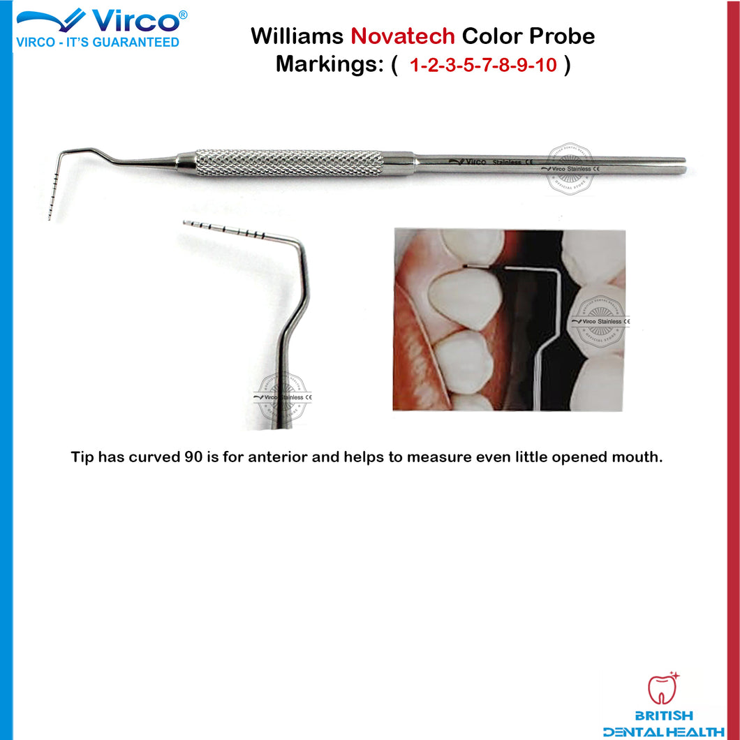 Dental Periodontal Williams Novatech Color Probe Pocket Depth Measuring Probes