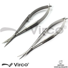 Load image into Gallery viewer, 2PCS Noyes Micro Scissors Spring Action Straight Curved Scissor Dental Surgical
