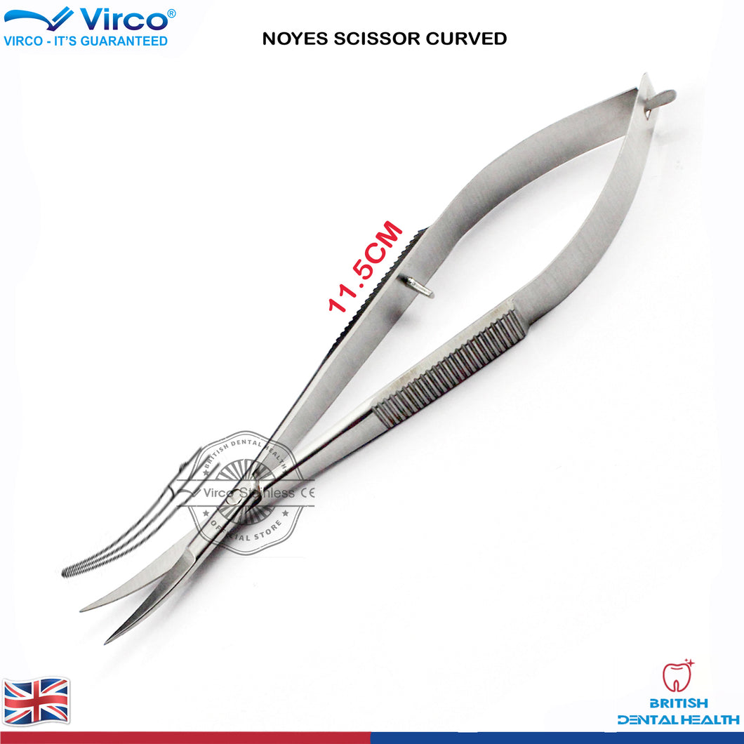 Micro Surgical Dental Curved Noyes Scissor Spring Action Ophthalmic Stainless St