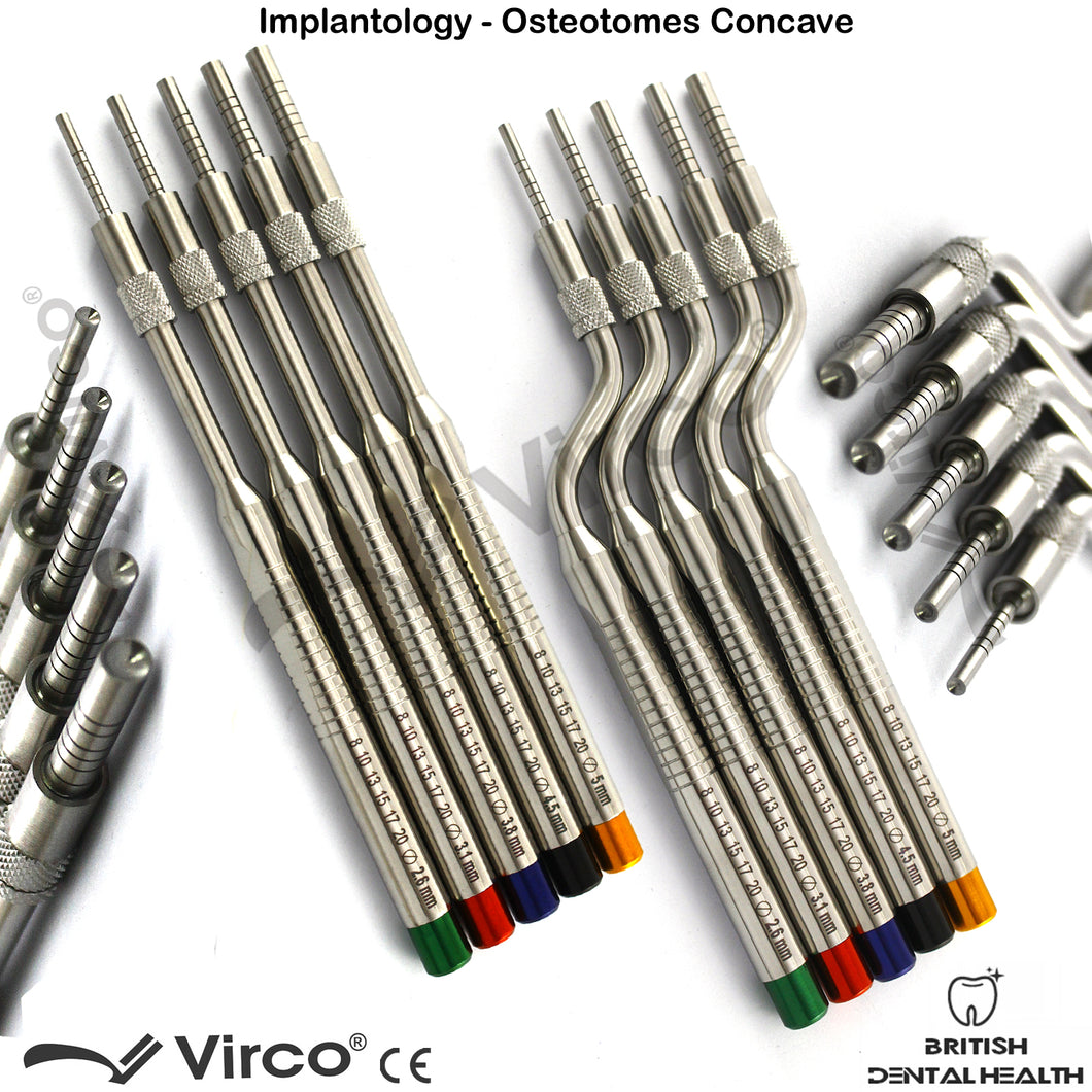 Dental Impantology Sinus Bone Elevation Osteotomes Concave Tip Set of 10 PCS