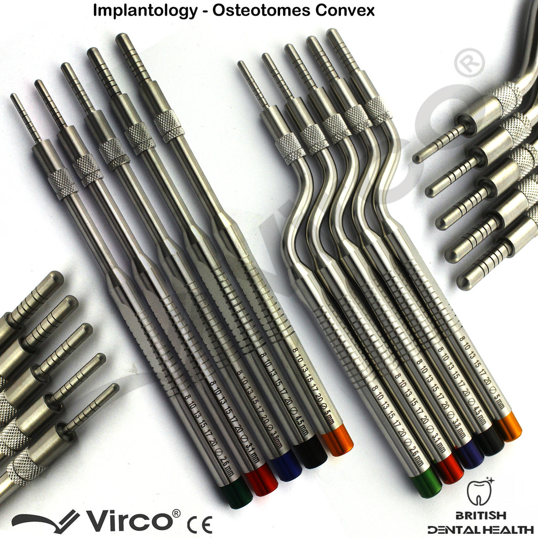 Dental Implantology Sinus Bone Elevation Osteotomes Convex Tip Set of 10 PCS