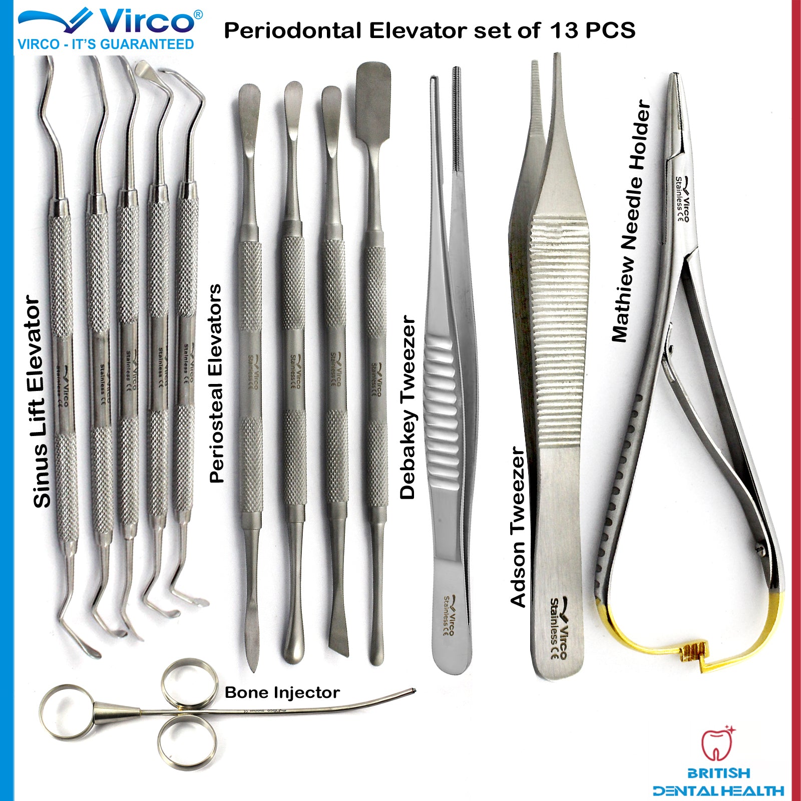 Periodontal Periosteal Elevators Sinus Lift Bone Injector Debakey Adso ...