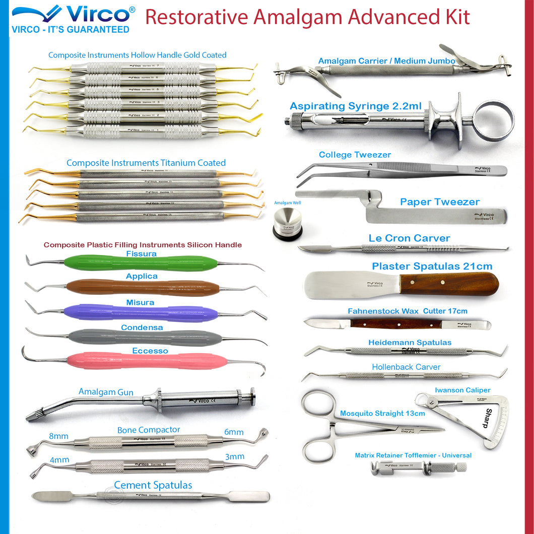 Dental Restorative Amalgam Composite Filling Instruments Dentistry Complete kit