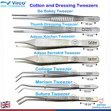 Load image into Gallery viewer, De Bakey Adson Meriam College Suture Thumb Dressing Cotton Forceps Tweezers CE
