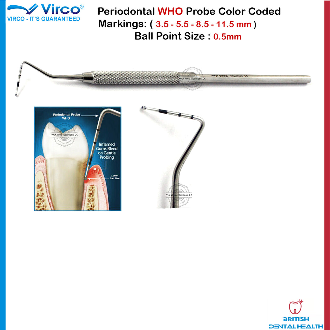 Dental Periodontal WHO Probe Color Coded Measuring BPR PSR Color Probes