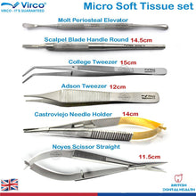 Load image into Gallery viewer, Surgical Dental Micro Soft Tissue Set | Tweezers, Scissors, Needle Holders
