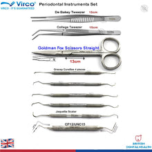 Load image into Gallery viewer, Dental Periodontal Instruments Set | Gracey, De Bakey College Tweezer, Scissors
