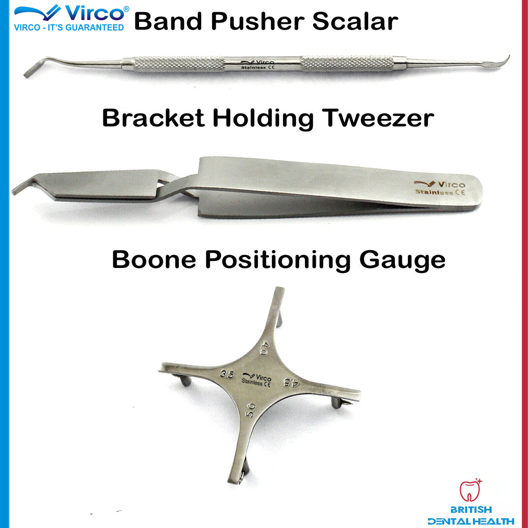 DENTAL ORTHO KIT BAND PUSHER SCALAR, BRACKET HOLDING TWEEZER & POSITIONING GAUGE