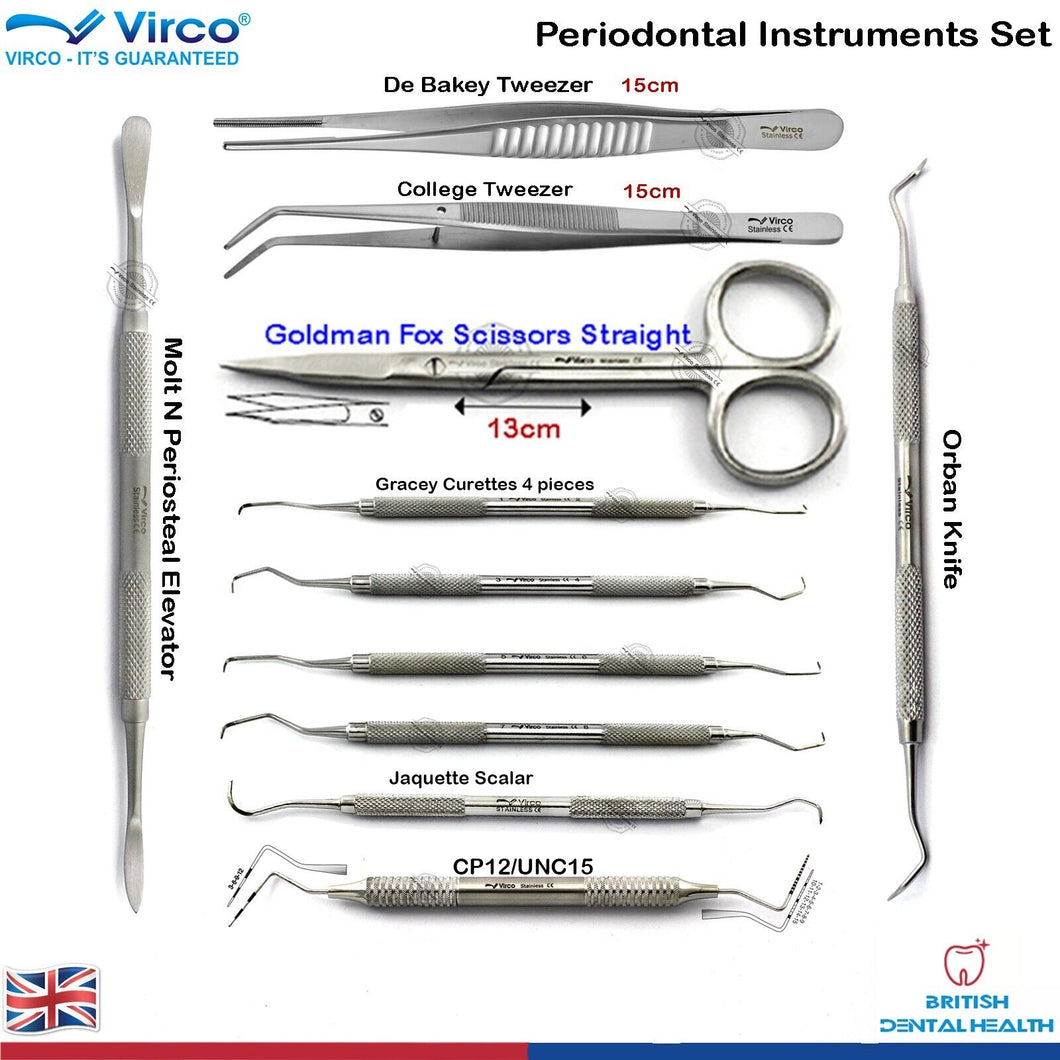 Dental Advanced Instruments Set | Scissors, Tweezers, Elevators, Probe, Gracey