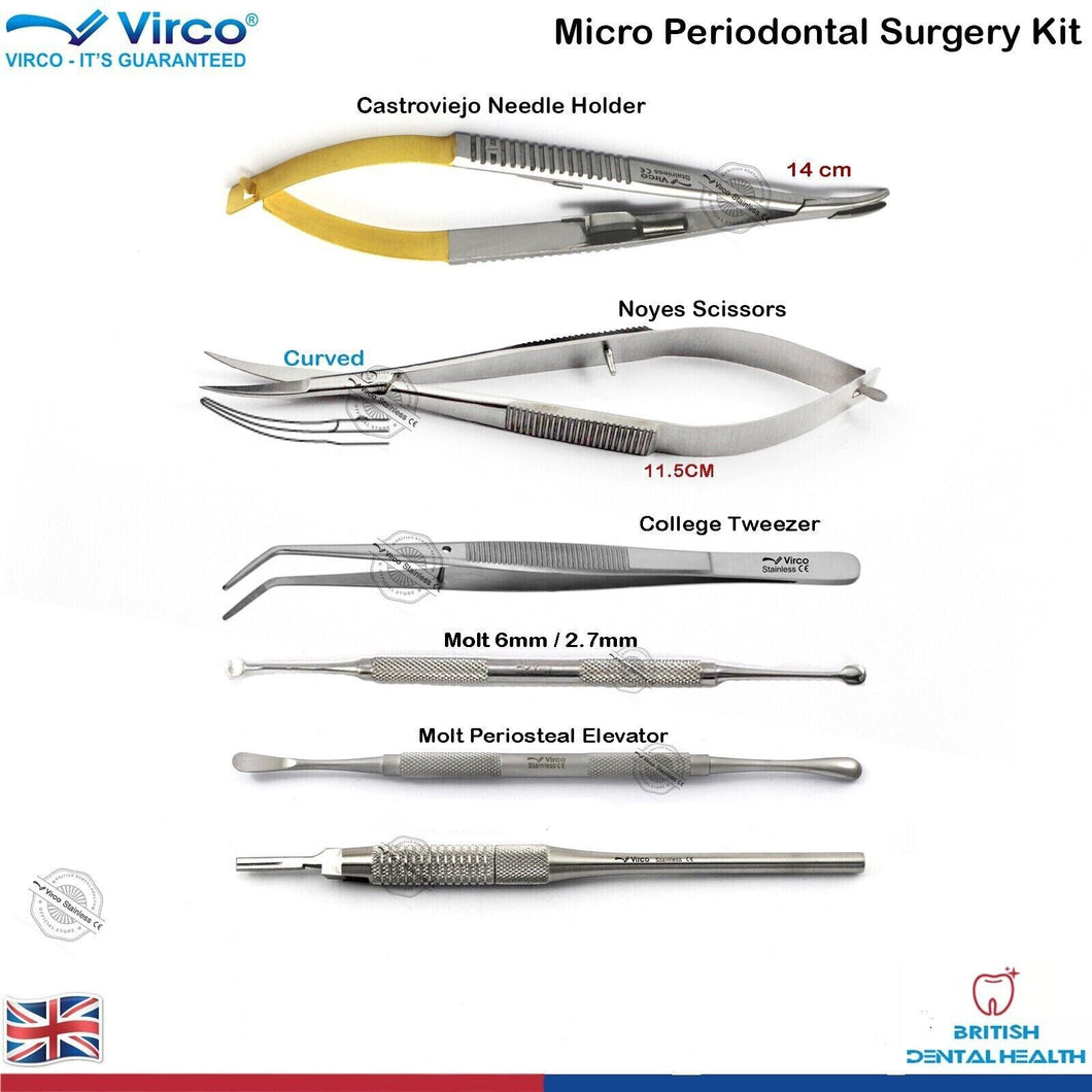 Dental Micro Periodontal Instruments Kit | Needle Holders | Scissors | Tweezers