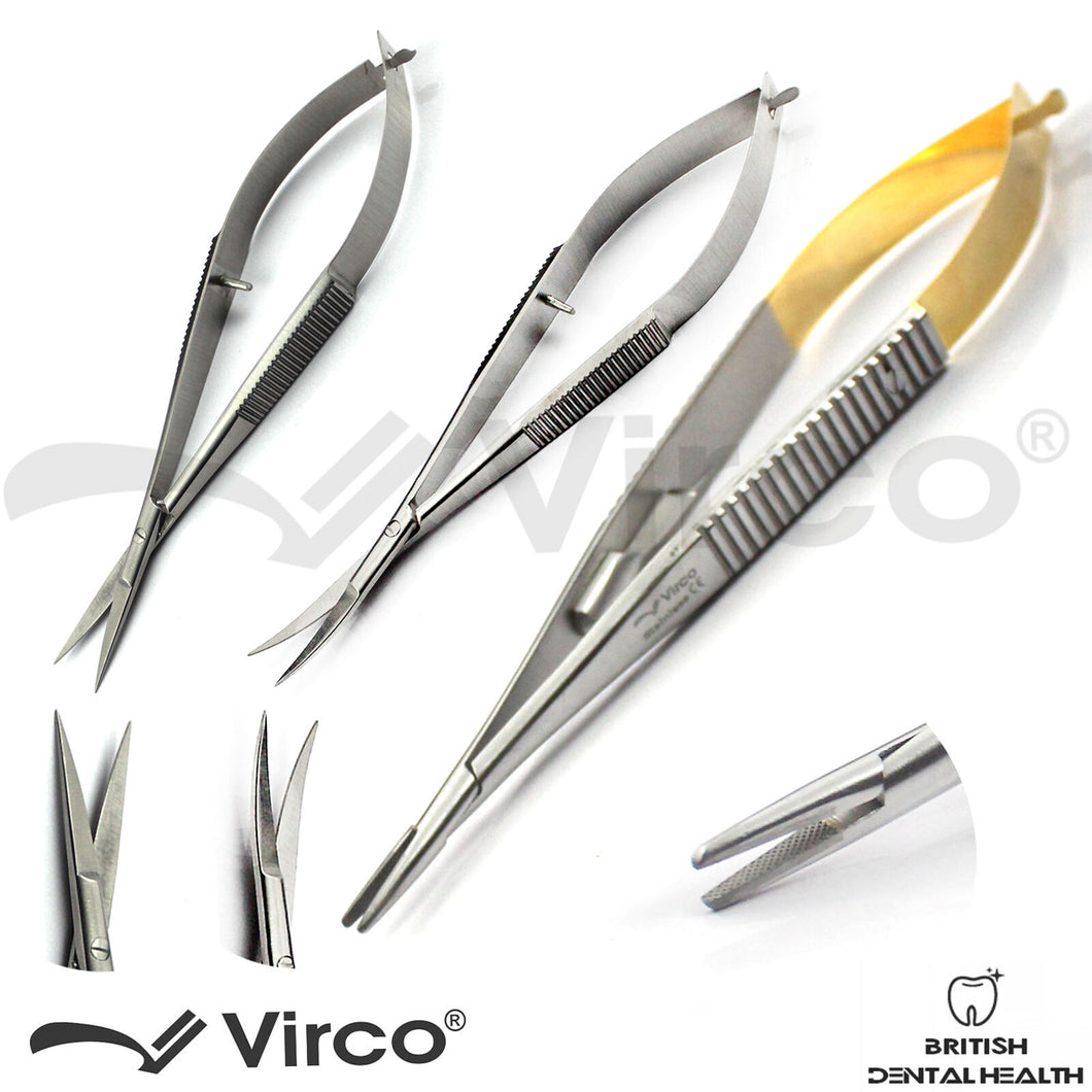 Dental Castroviejo Needle Holder Noyes Spring Suture Scissor Microsurgical