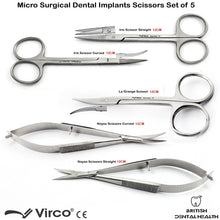 Load image into Gallery viewer, Micro Surgical Noyes Iris Lagrange Scissors Curved Straight Castroviejo Set of 5
