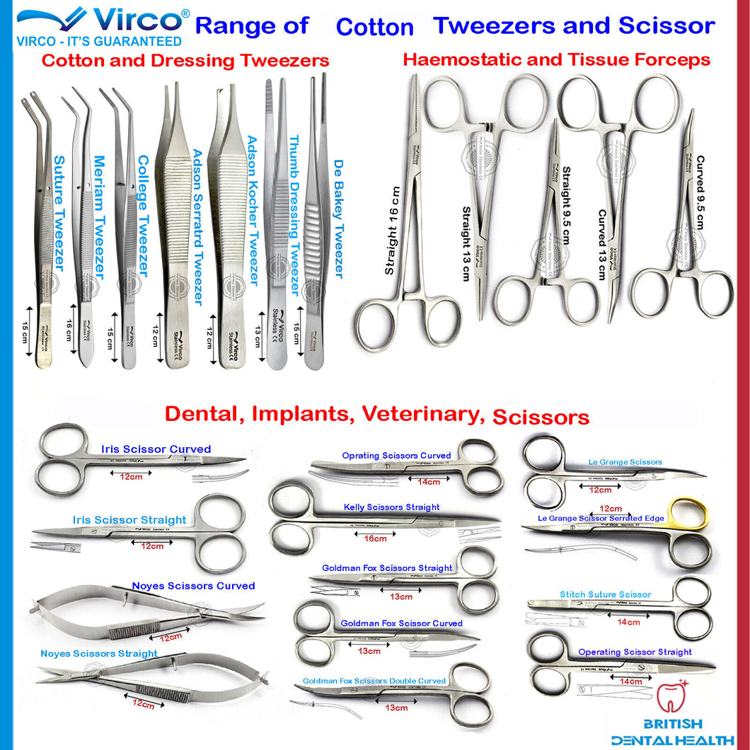 Dental Surgical Cotton Dressing Tweezer Mosquito Forceps Scissors Veterinary