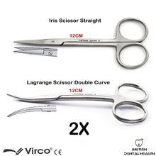 Load image into Gallery viewer, DENTAL LA GRANGE DOUBLE CURVED IRIS STRAIGHT SHARP FINE TIP GUM TISSUE SCISSORS
